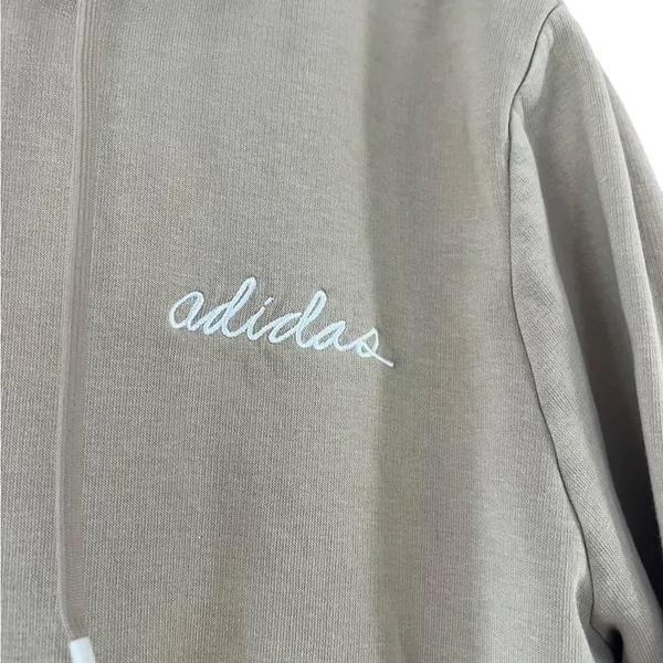 Adidas Womens Khaki Hoodie Sweatshirt Embroidered Logo - Image 2