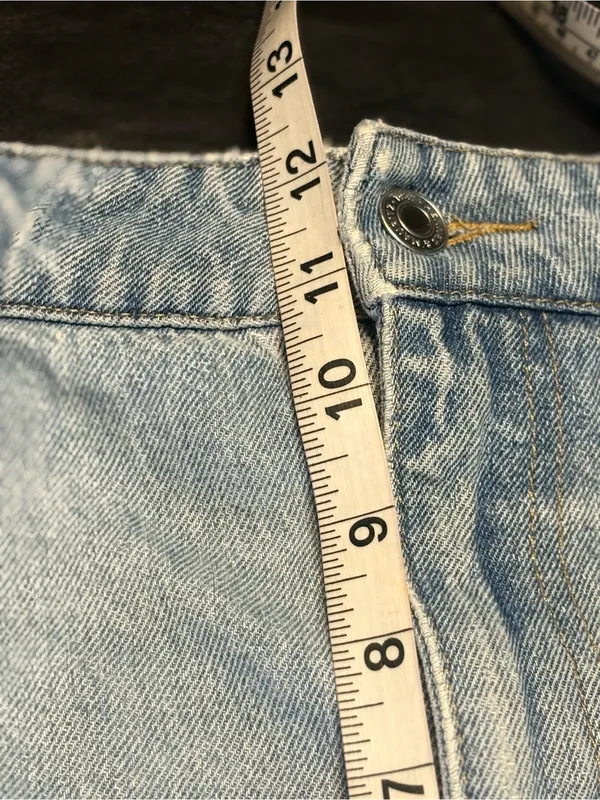 H&M Light Blue High-Rise Denim Jean Shorts size 14 - Image 8