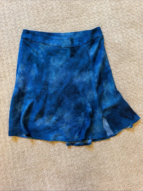 Free People Martine Blue Tie-Dye Flirty Mini Skirt with Front Slit Boho - Size 8 - Image 3