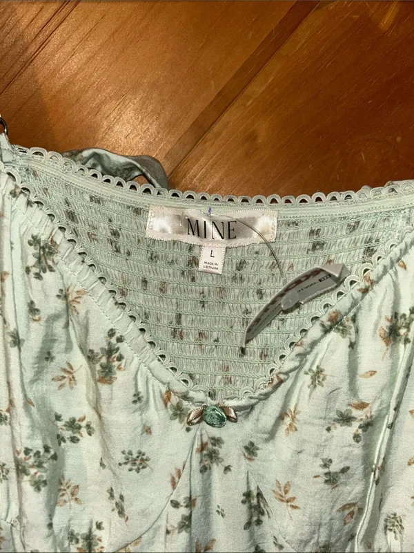MINE In the wildflowers mint green floral tiered maxi dress NWT - Image 8