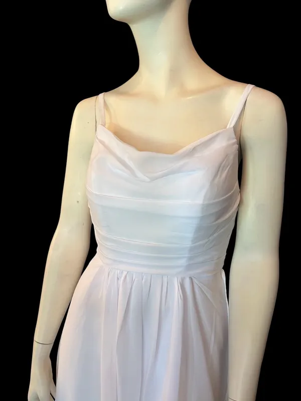 INEWER Cowl Neck High Low Chiffon Ruched Maxi Gown White Size 6 NWT - Image 3