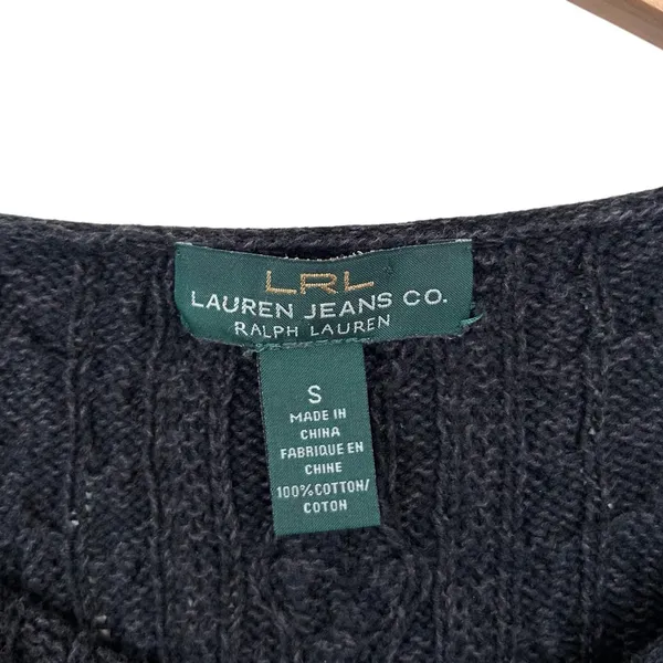 LRL Ralph Lauren Dark Gray Cable Knit Sweater Sz S - Image 2
