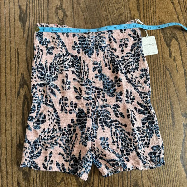 Free People Womens Maia Floral Smocked High Waisted Shorts Size XS Pink Black - Image 9