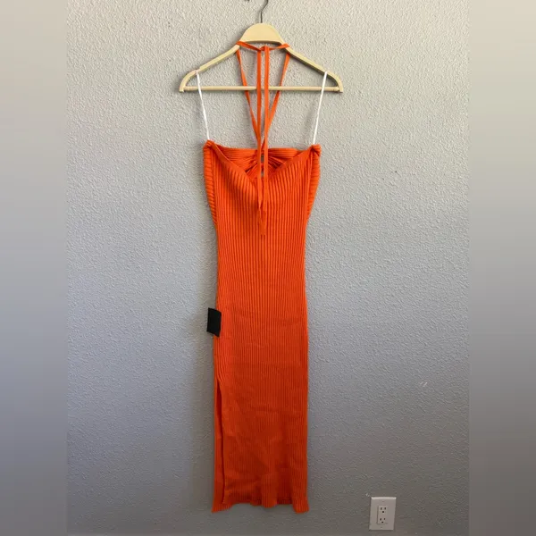 NWT Lulus Ribbed Knit Cutout Halter Midi Dress‎ Size XL - Image 7