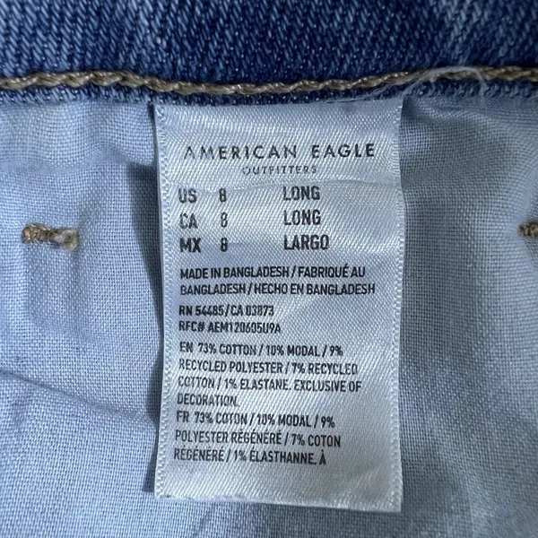 American Eagle Mom Jean Solid Denim Pants 90s High Rise Distressed Size 8 Long - Image 6