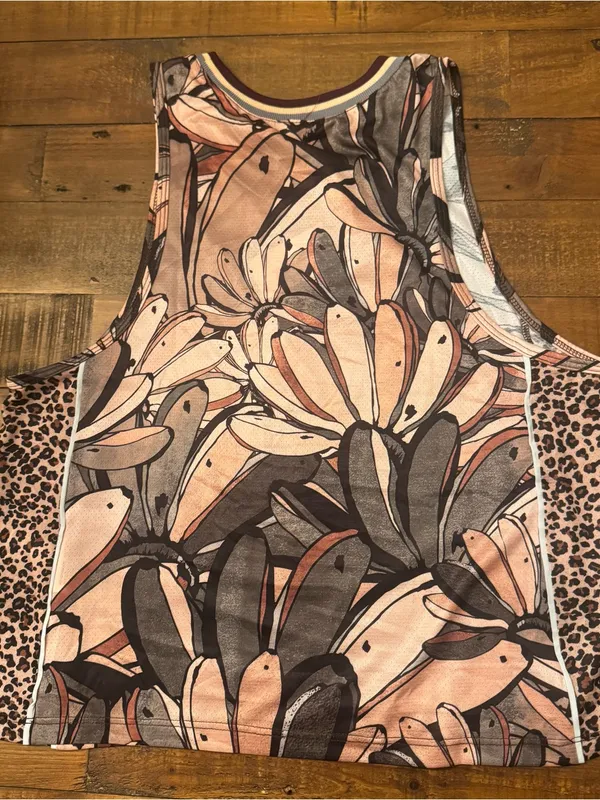 FARM RIO Vivo‎ Brazil Floral & Leopard Print Active Tank Top - Image 2