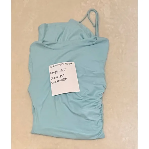 Susana‎ Monaco NWOT Side Gathered Mini Dress Breathe Blue Long Sleeve Ruched XS - Image 4