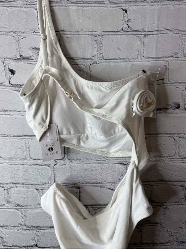 NWT shade and shore Bride Embroidered One-Shoulder White Bridal Swimwear small - Image 6