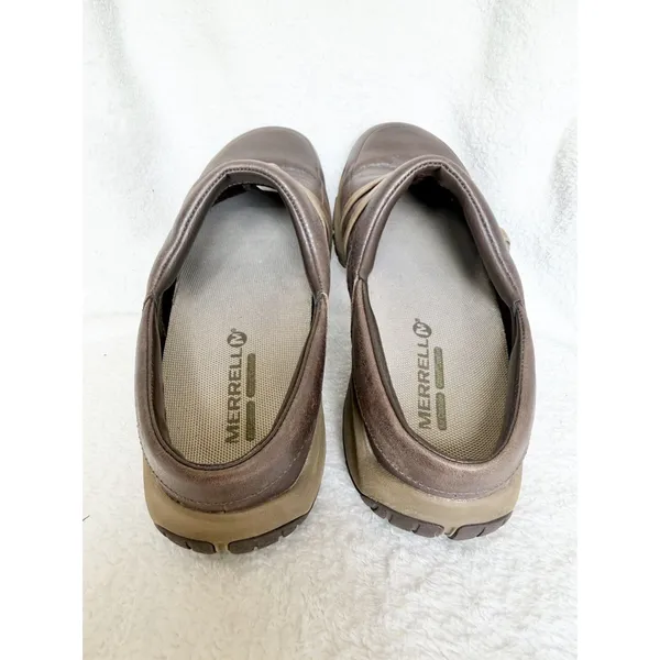 Womens shoes comfort flats slip clogs work merrell bracken 7.5 career brown tan - Image 9