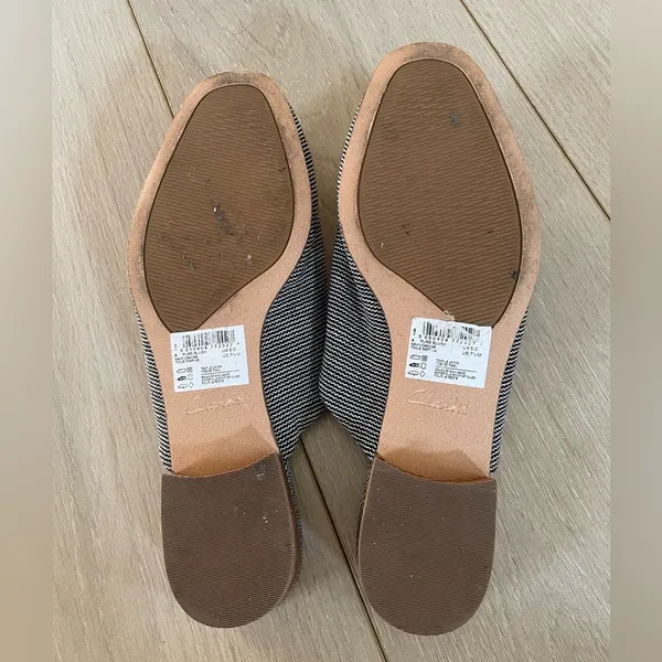 Clarks Cushion Plus Canvas Mule Pure Blush Navy Striped Slip‎ On Mules Shoes 7.5 - Image 5
