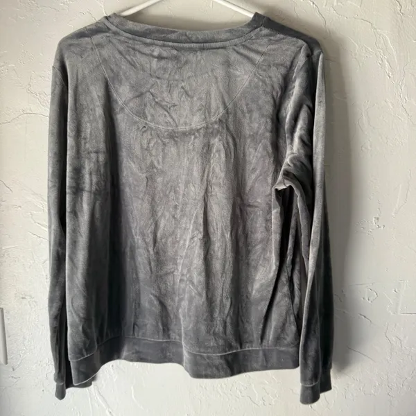 Juicy Couture Velour Sweatshirt Rhinestone Logo Gray Women's Size L Long Sleeve‎ - Image 8