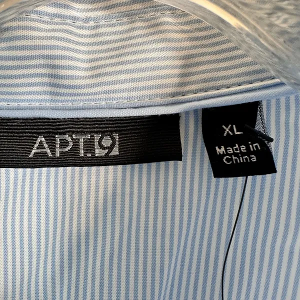 Apt 9 Womens Blue White Pinstripe Button Down‎ Shirt XL Structured Top - Image 3