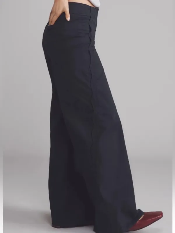 Anthropologie Maeve Scallop Wide-Leg Pants Size 24 Black - Image 4