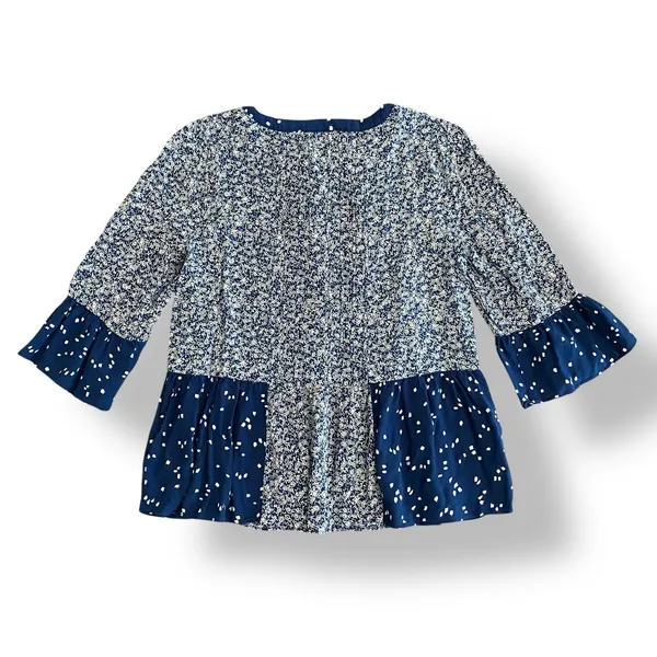 Anthropologie Maeve Hiver Blue 3/4 Sleeve‎ Size 6 Boho Peasant Blouse - Image 5