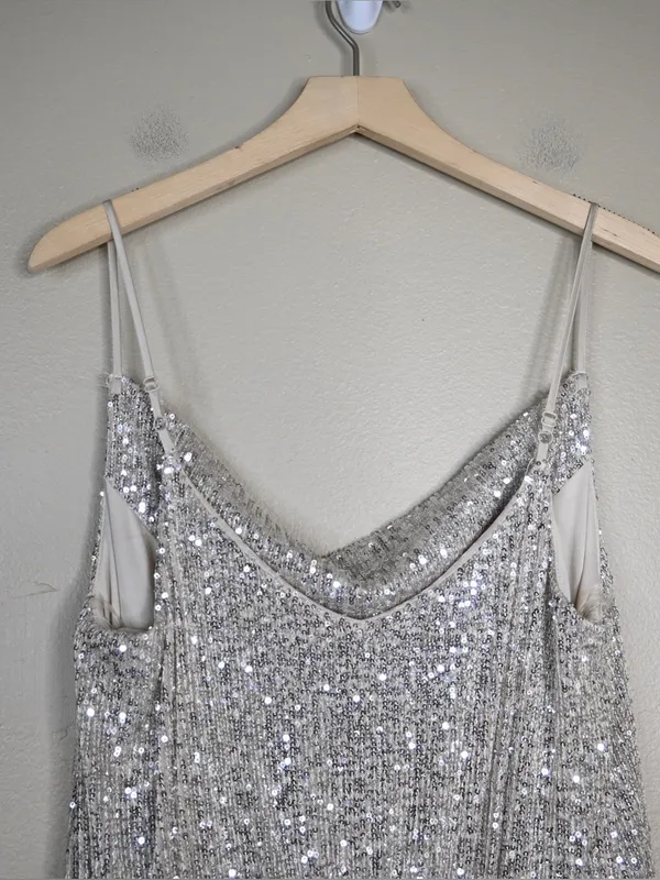 SO Women's XL Cowl Neck Spaghetti Strap House Party Sequin Dress NEW - Image 4