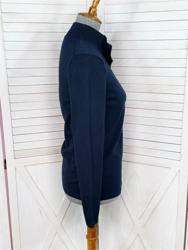 Tommy Hilfiger Quarter Zip Mock Neck Colorblock Logo Sweater Size Small Preppy - Image 3