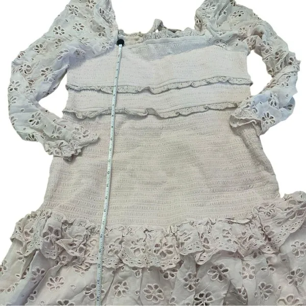 Elegant Lilac Lace Smocked Eyelet Lace Saylor Dress L - Image 5