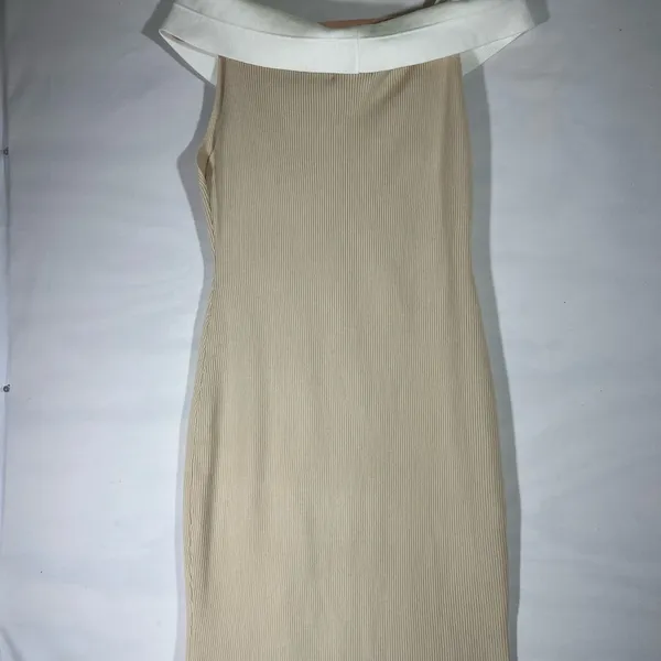Zesica Ribbed Knit Sweater Midi Dress Off Shoulder Women‎ Xl Beige/Cream New A57 - Image 2