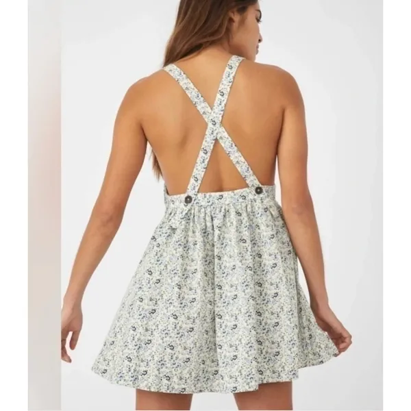 Free People Petunia Mini Dress Small Blue Floral Smocked Boho Cottagecore‎ - Image 5