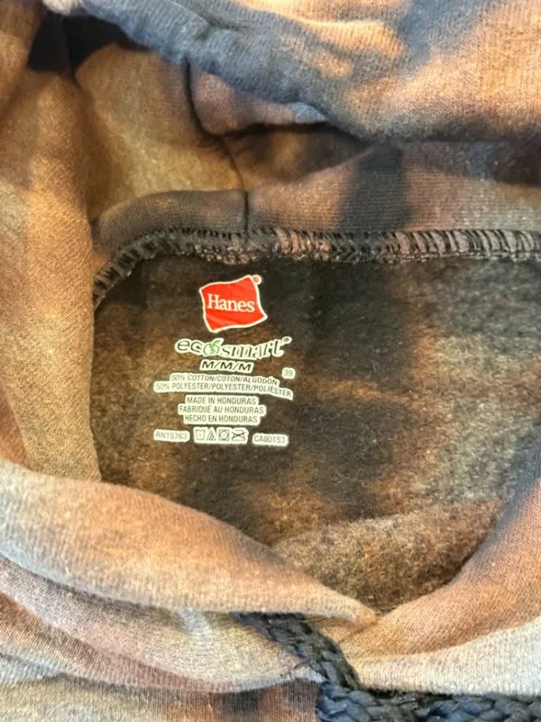 Hanes women's medium brown/black tie-die hoodie sweatshirt - Image 2