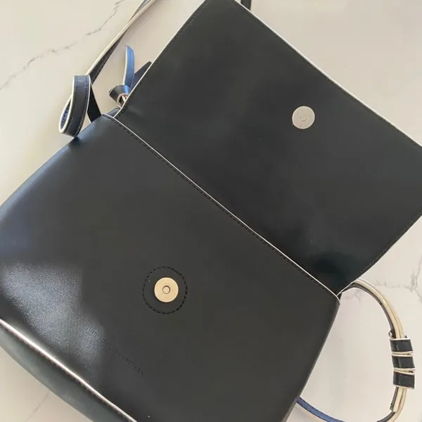 Black With White Trim Contemporary Small Crossbody Purse Bag - Image 4