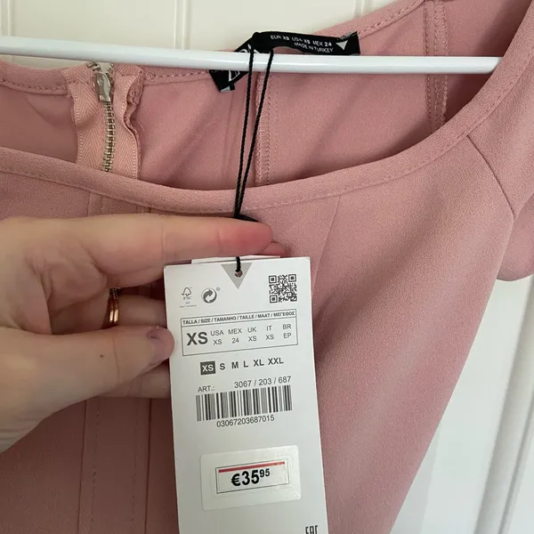 NEW ZARA women’s light‎ pink off shoulder bodycon back slit maxi dress XS - Image 4