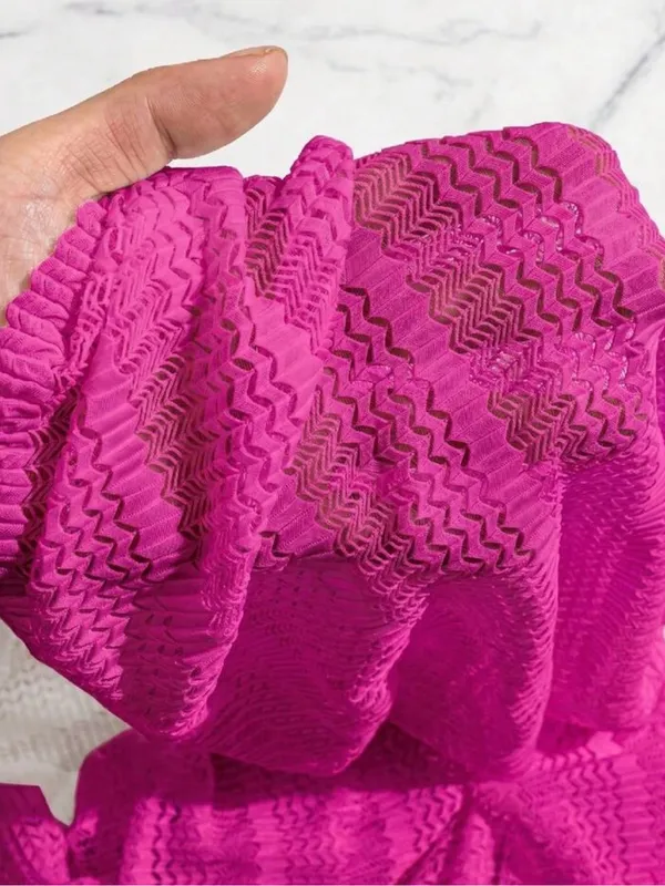 SheIn Off-Shoulder Fuchsia Knit Beach Cover-Up Dress - Image 4
