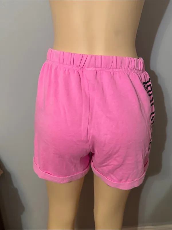 PINK Victoria's Secret Hot Pink Terry Drawstring Lounge Shorts - Image 3