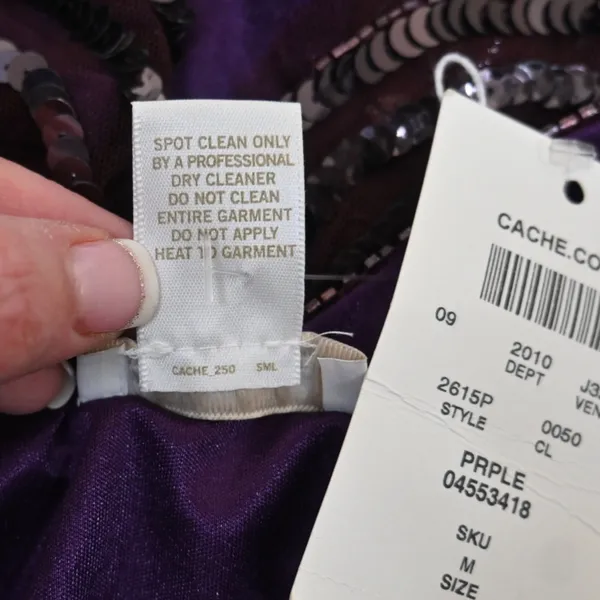 Cache Womens M Purple Short Sleeve Sequin Evening Cocktail Blouse NEW - Image 9