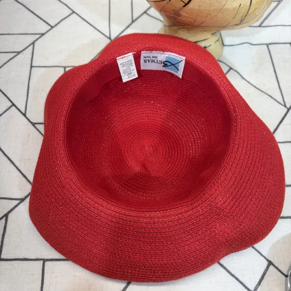 Betmar Sun Hat OS Red Paper Straw Wide Brim Packable Summer Hat‎ - Image 5