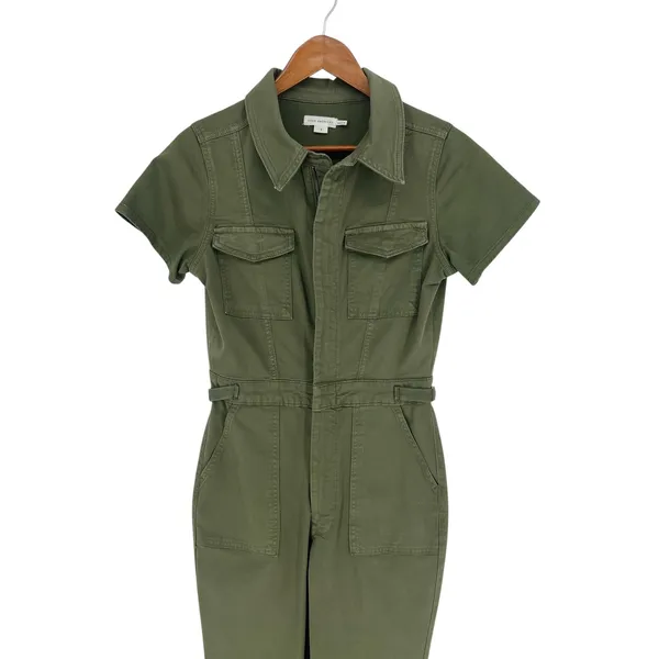 Good American Fit For Success Denim Jumpsuit Olive Utility Straight Leg Size S - Image 3