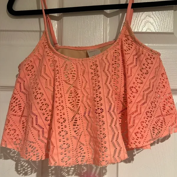 Xhilaration Melon Coral Crochet Adjustable Straps Bikini Top‎ Women’s Large - Image 2
