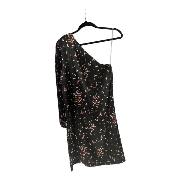 Tracy Negoshian‎ Emma Multicolor Polka Dots Black One Shoulder Long Sleeve Dress - Image 2