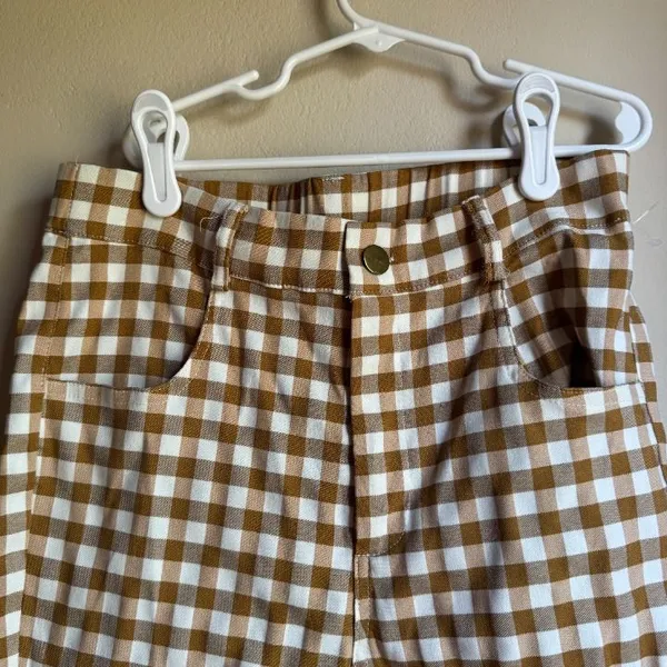 Hayden Button Closure Stretch Checkered Pants - Image 3