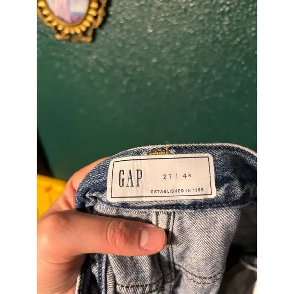 GAP WASHED BLUE CROSSOVER STRAIGHT LEG Jeans Womens 27/4 Denim Boho Retro - Image 3