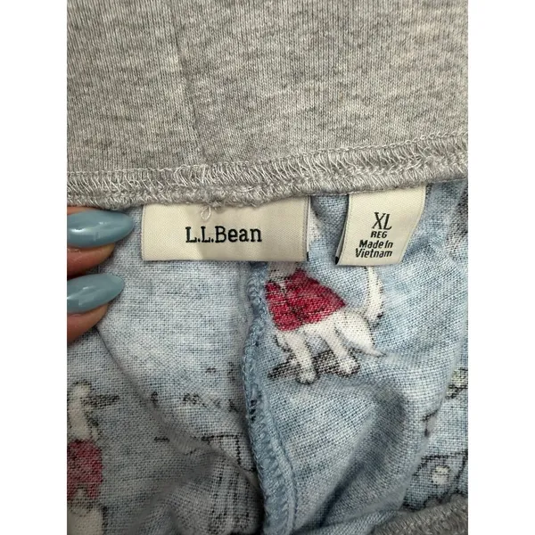 L.L.Bean Ski Snow Print Pajama Lounge Pants XL Blue 100% Cotton‎ Sleepwear NWOT - Image 5