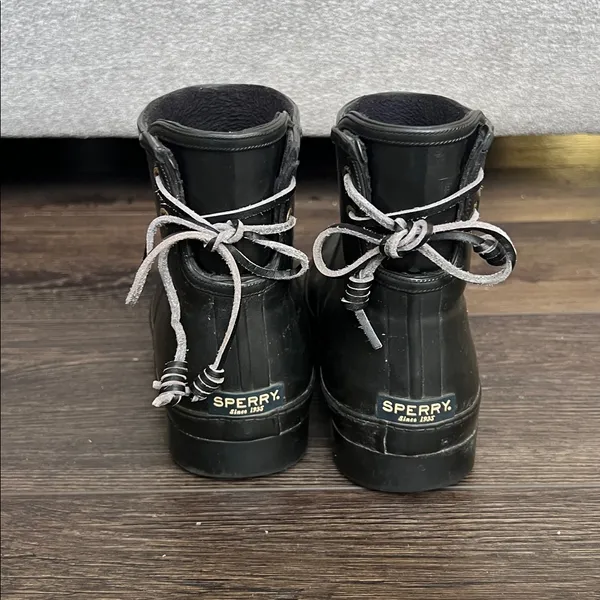 Sperry Top-Slider Women's Black Rubber Walker Turf Rain Boots women Sz 7M - Image 6