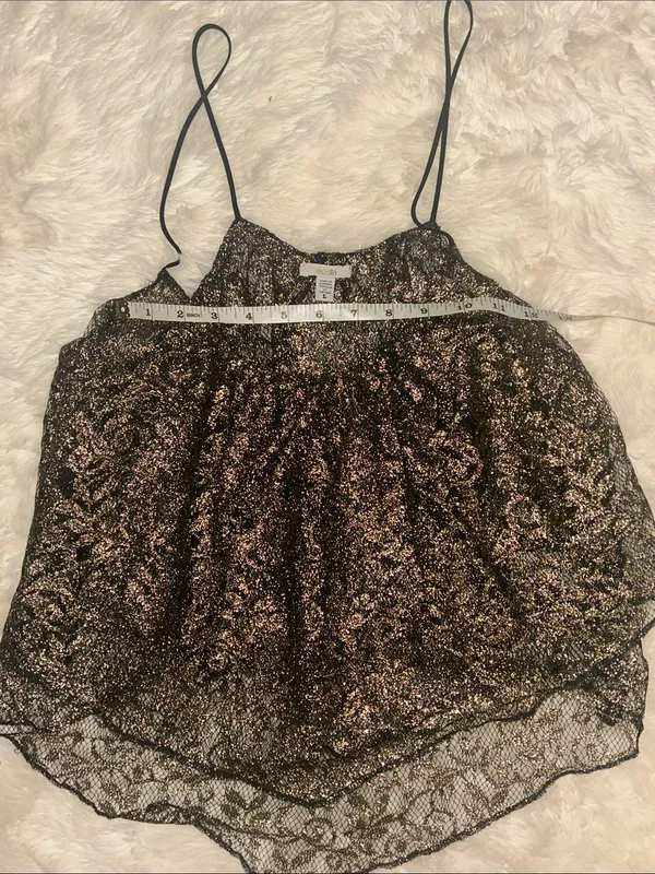 Urban Outfitters Sparkle Metallic Camisole Top - Black & Gold - Image 4