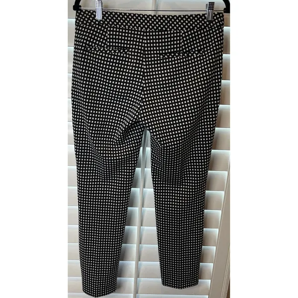 Express Womens‎ 6 Columnist Ankle Pants Black White Grid Stretch Dress Slacks - Image 2