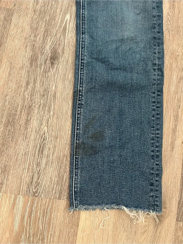 MOTHER Straight Leg Jeans Womens Size 30 Medium Wash High Rise Raw Hem Stretch - Image 4