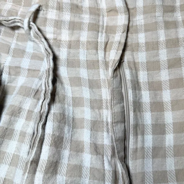 Zara Womens Size Large Beige Gingham Paperbag Waist Linen Blend Shorts Tie Belt - Image 6