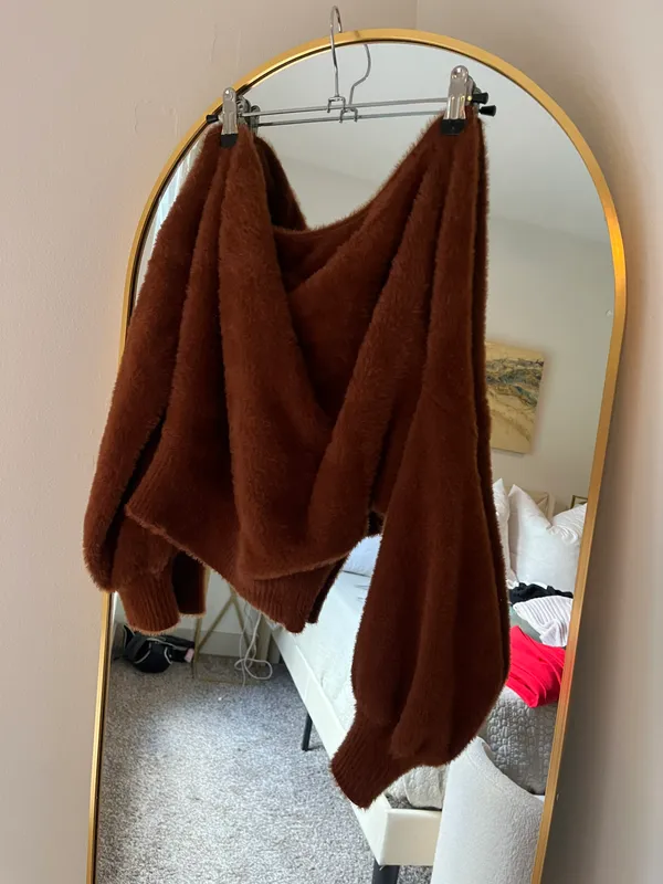 American Threads Brown Off Shoulder Sweater - Image 6