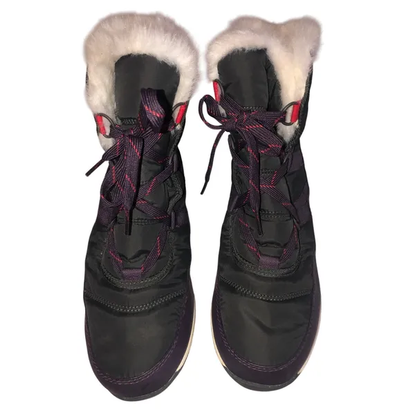 Sorel Whitney Short Lace Snow Boots Size 10 Dark Plum Waterproof Winter Gray - Image 4