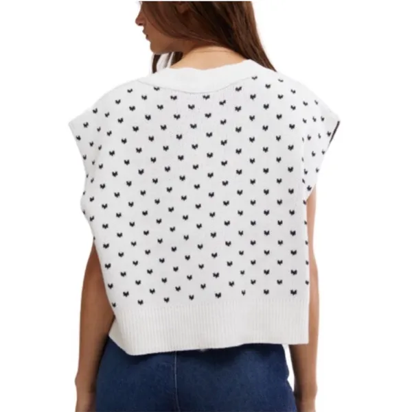 Free People White and Black Knit oversized Vest size large - Image 2