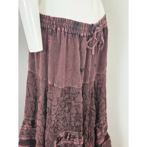 Womens Skirt Free Size Brown Boho Forest Fairy Hippie Floral Festival Maxi Flowy - Image 6