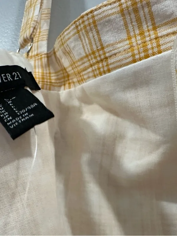 Forever 21 Yellow White Checkered Sleeveless Dress Large L NEW - Image 5
