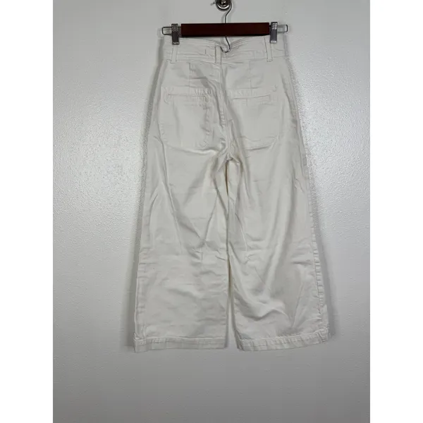 Free People We The Free White Wide Leg Button Fly Patch Pocket Jeans 24 - Image 3