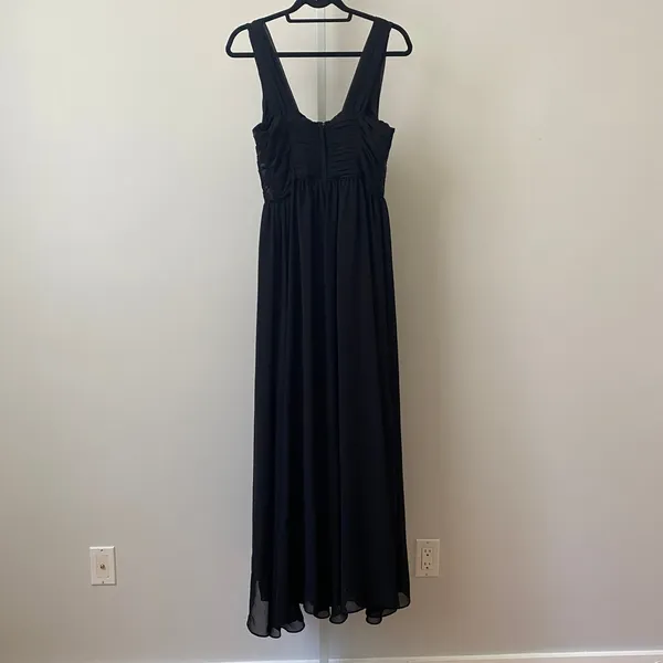 H&M‎ Moody Goth MobWife Corset Ruched Maxi Dress 8 Black Evening Gown Formal - Image 9