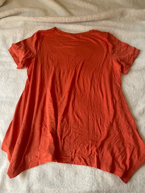LOGO Lori Goldstein Cotton Modal Knit Top w/ Button Detail A290508 Orange Size L - Image 5