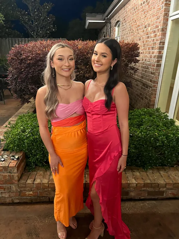 Amazon Orange and Pink Tie Dress - Image 3